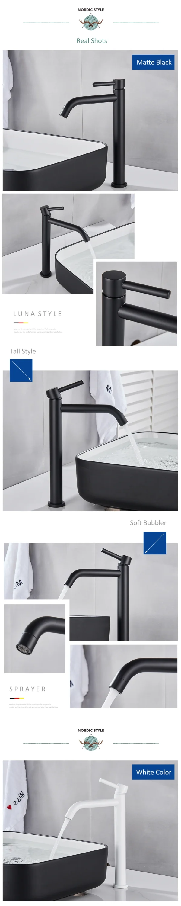 Quyanre Black Chrome Tall Basin Sink Faucet Slim Bathroom Washbasin Water Mixer Tap Hot Cold Water Basin Crane Tap Bathroom Tap - Image 14