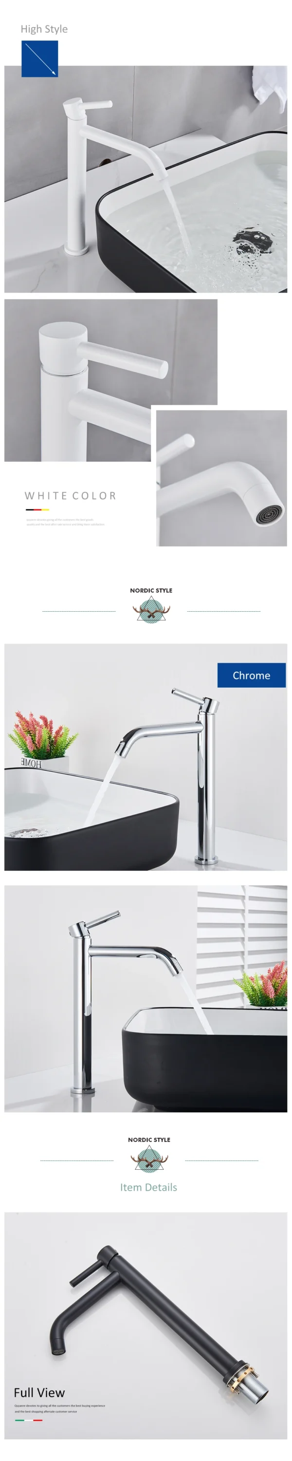 Quyanre Black Chrome Tall Basin Sink Faucet Slim Bathroom Washbasin Water Mixer Tap Hot Cold Water Basin Crane Tap Bathroom Tap - Image 15