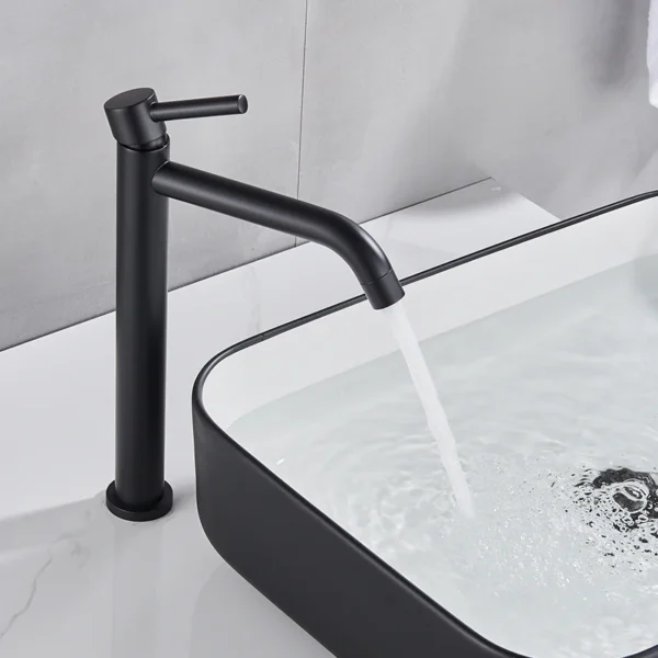 Quyanre Black Chrome Tall Basin Sink Faucet Slim Bathroom Washbasin Water Mixer Tap Hot Cold Water Basin Crane Tap Bathroom Tap - Image 3