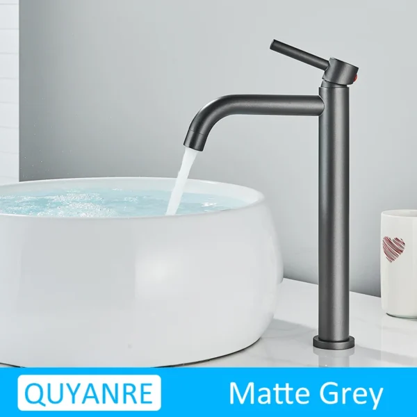 Quyanre Black Chrome Tall Basin Sink Faucet Slim Bathroom Washbasin Water Mixer Tap Hot Cold Water Basin Crane Tap Bathroom Tap - Image 11