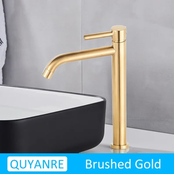 Quyanre Black Chrome Tall Basin Sink Faucet Slim Bathroom Washbasin Water Mixer Tap Hot Cold Water Basin Crane Tap Bathroom Tap - Image 9