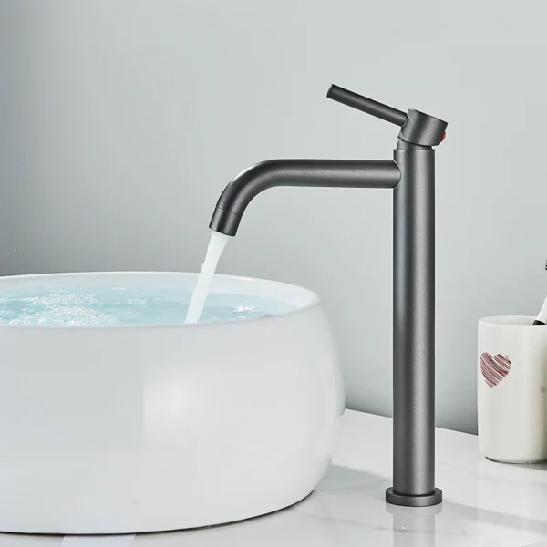 Quyanre Black Chrome Tall Basin Sink Faucet Slim Bathroom Washbasin Water Mixer Tap Hot Cold Water Basin Crane Tap Bathroom Tap - Image 4