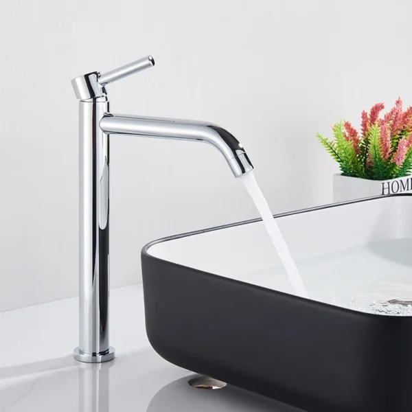 Quyanre Black Chrome Tall Basin Sink Faucet Slim Bathroom Washbasin Water Mixer Tap Hot Cold Water Basin Crane Tap Bathroom Tap - Image 5