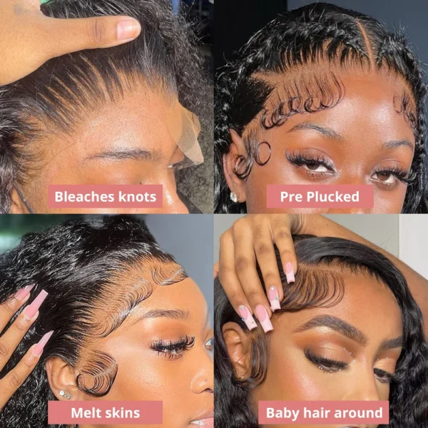 High 300 Density HD 13X6 Transparent Curly Human Hair Lace Frontal Wig 40 46 Inch Deep Water Wave 13X4 Lace Front Human Hair Wig - Image 10
