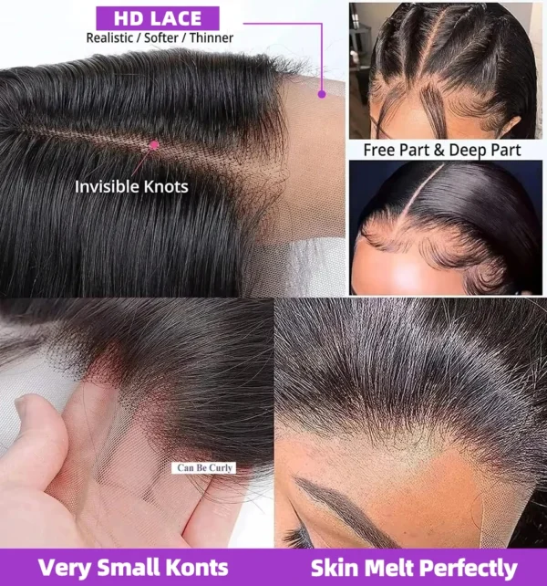 30 40 Inch Bone Straight 13x6 13x7 Transparent Lace Front Wig 250 Density 13x4 HD Lace Frontal Wigs Human Hair 6x6 CLosure Wig - Image 3