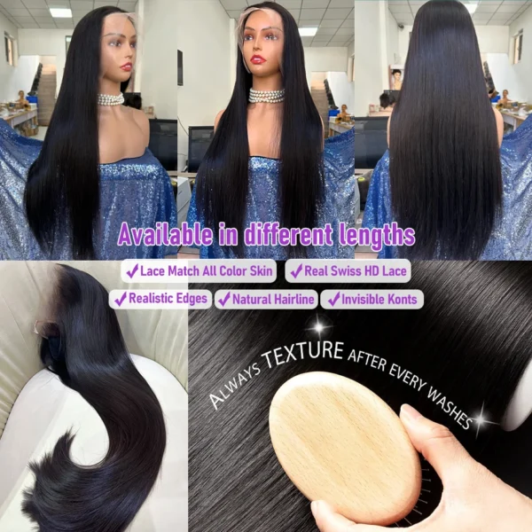 30 40 Inch Bone Straight 13x6 13x7 Transparent Lace Front Wig 250 Density 13x4 HD Lace Frontal Wigs Human Hair 6x6 CLosure Wig - Image 20