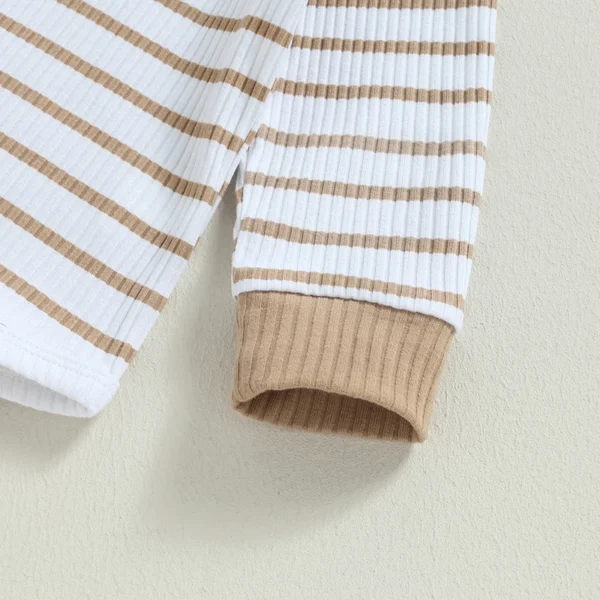 2023-06-29 Lioraitiin 0-24M Infant Baby Boy 2Pcs Fall Outfits Long Sleeve Striped Print Romper Pants Set Infant Warm Clothes - Image 6