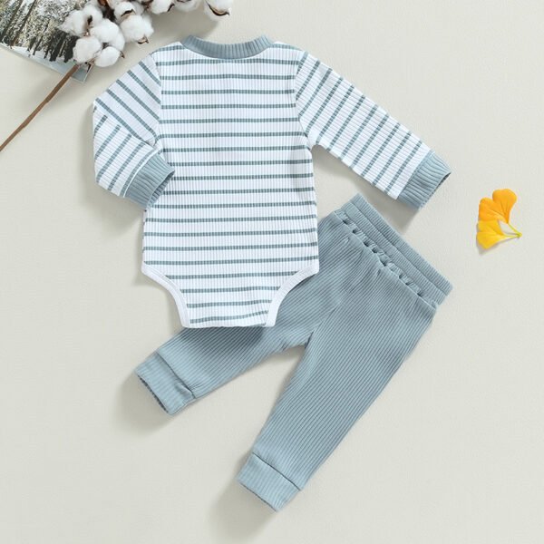 2023-06-29 Lioraitiin 0-24M Infant Baby Boy 2Pcs Fall Outfits Long Sleeve Striped Print Romper Pants Set Infant Warm Clothes - Image 27