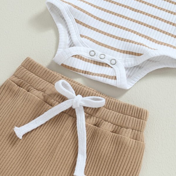 2023-06-29 Lioraitiin 0-24M Infant Baby Boy 2Pcs Fall Outfits Long Sleeve Striped Print Romper Pants Set Infant Warm Clothes - Image 14