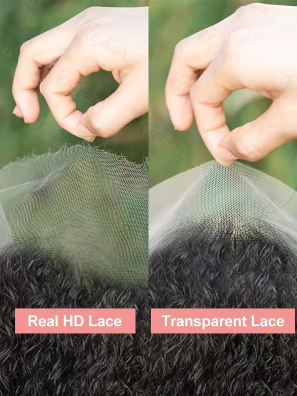 High 300 Density HD 13X6 Transparent Curly Human Hair Lace Frontal Wig 40 46 Inch Deep Water Wave 13X4 Lace Front Human Hair Wig - Image 5