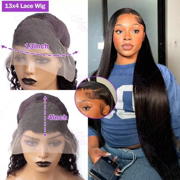 30 40 Inch Bone Straight 13x6 13x7 Transparent Lace Front Wig 250 Density 13x4 HD Lace Frontal Wigs Human Hair 6x6 CLosure Wig - Image 7