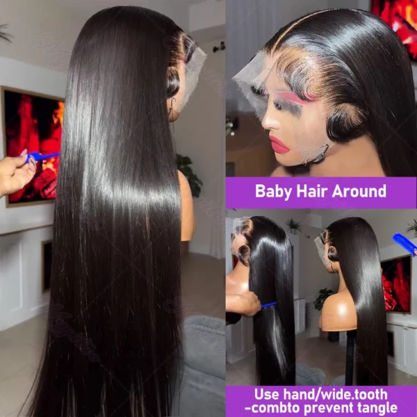 30 40 Inch Bone Straight 13x6 13x7 Transparent Lace Front Wig 250 Density 13x4 HD Lace Frontal Wigs Human Hair 6x6 CLosure Wig - Image 2