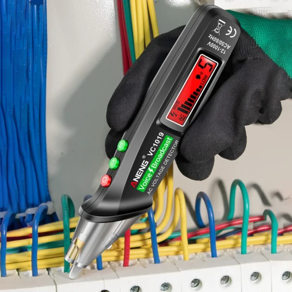 ANENG VC1019 Red Laser Test Pen Voice Broadcast Voltage Detector 12-1000V Volt Current Non-Contact Pen Electric Teste Meter Tool - Image 2