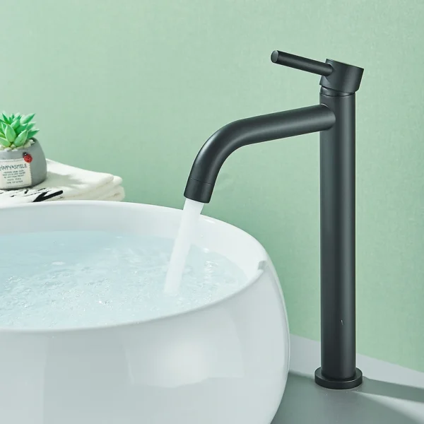 Quyanre Black Chrome Tall Basin Sink Faucet Slim Bathroom Washbasin Water Mixer Tap Hot Cold Water Basin Crane Tap Bathroom Tap