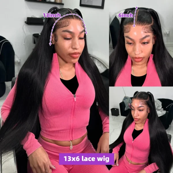 30 40 Inch Bone Straight 13x6 13x7 Transparent Lace Front Wig 250 Density 13x4 HD Lace Frontal Wigs Human Hair 6x6 CLosure Wig - Image 4
