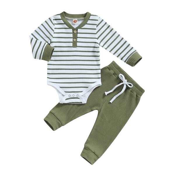 2023-06-29 Lioraitiin 0-24M Infant Baby Boy 2Pcs Fall Outfits Long Sleeve Striped Print Romper Pants Set Infant Warm Clothes - Image 28