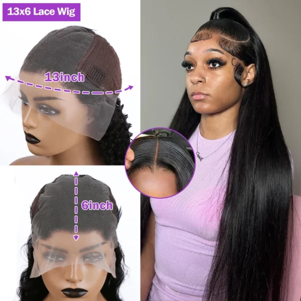 30 40 Inch Bone Straight 13x6 13x7 Transparent Lace Front Wig 250 Density 13x4 HD Lace Frontal Wigs Human Hair 6x6 CLosure Wig - Image 8