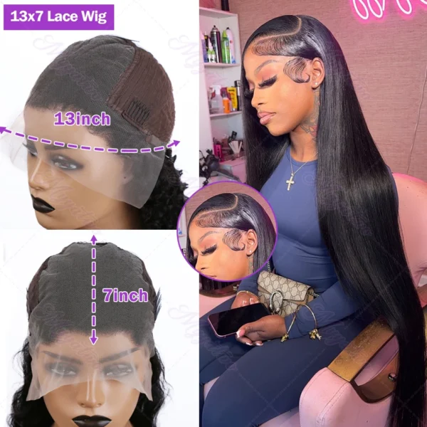 30 40 Inch Bone Straight 13x6 13x7 Transparent Lace Front Wig 250 Density 13x4 HD Lace Frontal Wigs Human Hair 6x6 CLosure Wig - Image 9