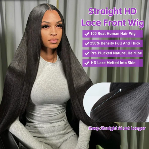 30 40 Inch Bone Straight 13x6 13x7 Transparent Lace Front Wig 250 Density 13x4 HD Lace Frontal Wigs Human Hair 6x6 CLosure Wig - Image 6