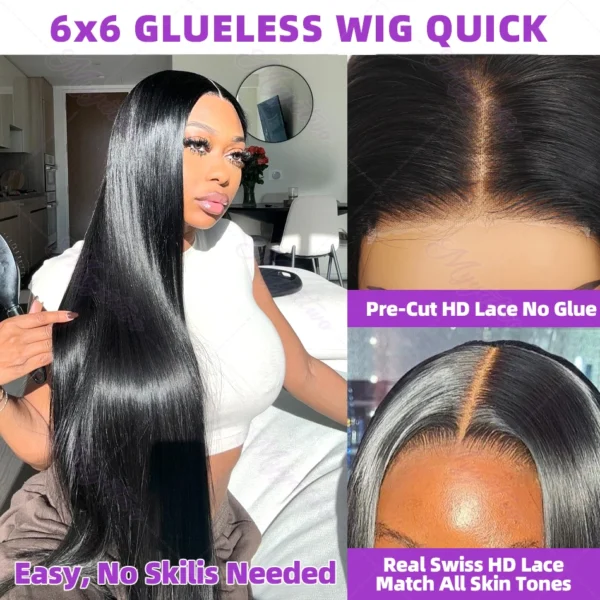 30 40 Inch Bone Straight 13x6 13x7 Transparent Lace Front Wig 250 Density 13x4 HD Lace Frontal Wigs Human Hair 6x6 CLosure Wig - Image 5