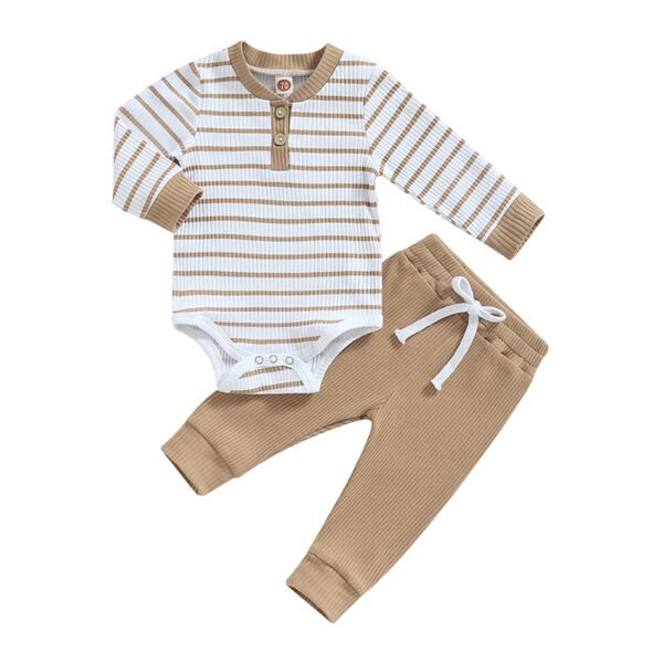 2023-06-29 Lioraitiin 0-24M Infant Baby Boy 2Pcs Fall Outfits Long Sleeve Striped Print Romper Pants Set Infant Warm Clothes - Image 19
