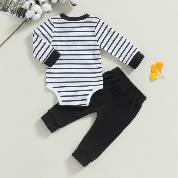 2023-06-29 Lioraitiin 0-24M Infant Baby Boy 2Pcs Fall Outfits Long Sleeve Striped Print Romper Pants Set Infant Warm Clothes - Image 24